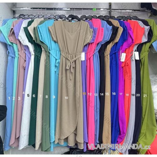 Šaty dlhé elegantný letný krátky rukáv dámske nadrozmer (42/44/46 ONE SIZE) TALIANSKA MÓDA IMWDT251637