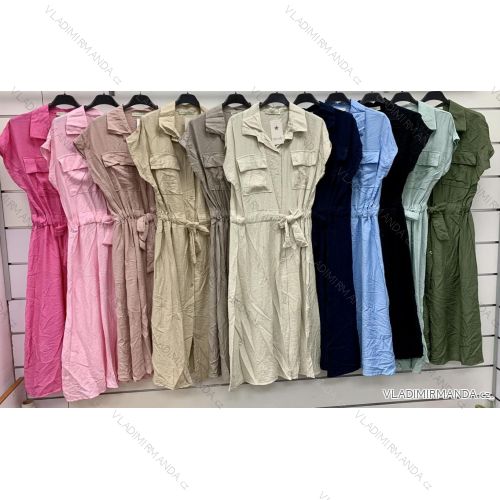 Šaty košeľové sťahovací krátky rukáv dámske (S/M/L ONE SIZE) TALIANSKA MÓDA IMWCP251649