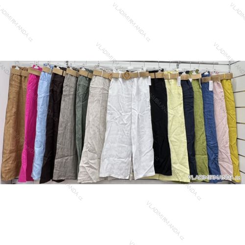 Nohavice dlhé ľanové s opaskom dámske (S/M/L ONE SIZE) TALIANSKA MÓDA IMWCP251654
