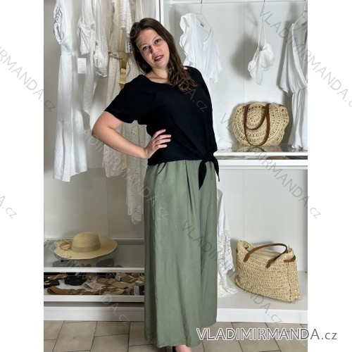 Tunika krátky rukáv dámska nadrozmer (42/44/46 ONE SIZE) TALIANSKA MÓDA IMC25305/DU -   čierna
 -