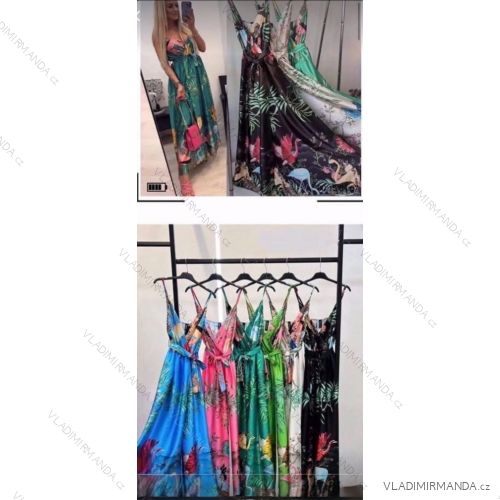 Šaty dlhé elegantné letné na ramienka dámske (XS/S/M ONE SIZE) TALIANSKA MÓDA IMHMS251659