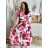Šaty dlhé letné krátky rukáv dámske (S/M/L ONE SIZE) TALIANSKA MÓDA IMD250001/DUR - červená - S/M/L