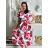 Šaty dlhé letné krátky rukáv dámske (S/M/L ONE SIZE) TALIANSKA MÓDA IMD250001/DUR - červená - S/M/L