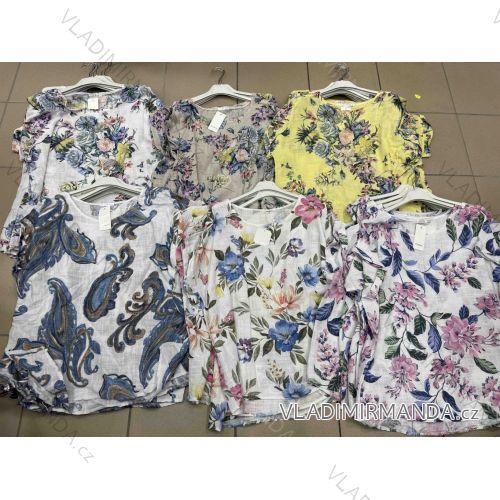 Tunika letná kvetovaná dlhý rukáv dámska nadrozmer (42/44/46 ONE SIZE) TALIANSKA MÓDA IMWHA251666