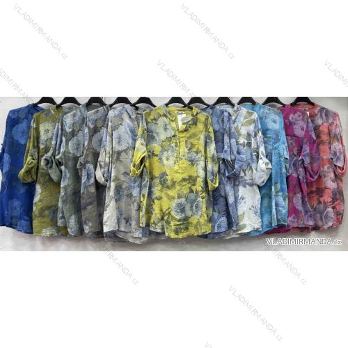 Tunika košeľová kvetovaná 3/4 dlhý rukáv dámska nadrozmer (42/44/46 ONE SIZE) TALIANSKA MÓDA IMWHA251669