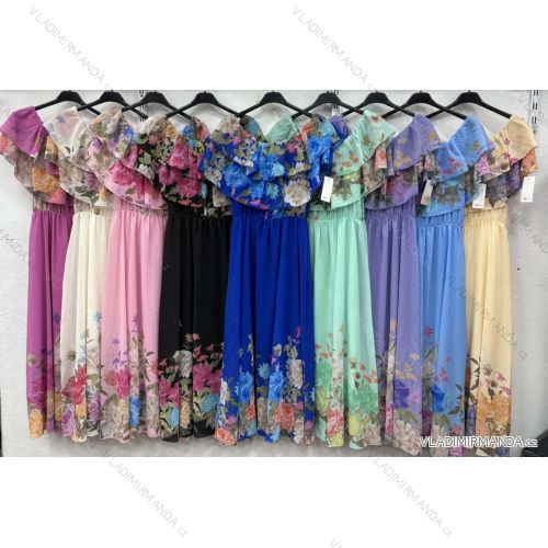 Šaty šifónové kvetované krátky rukáv dámske nadrozmer (42/44/46 ONE SIZE) TALIANSKA MÓDA IMWHA251671