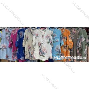 Tunika košeľová kvetovaná 3/4 dlhý rukáv dámska nadrozmer (42/44/46 ONE SIZE) TALIANSKA MÓDA IMWHA251681