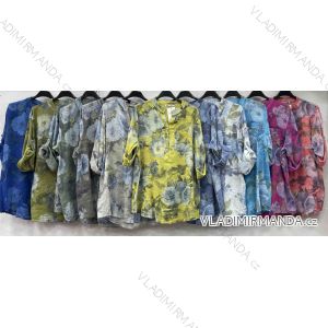 Tunika košeľová kvetovaná 3/4 dlhý rukáv dámska nadrozmer (42/44/46 ONE SIZE) TALIANSKA MÓDA IMWHA251683