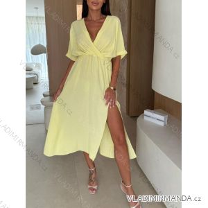 Šaty dlhé letné krátký rukáv mušelín dámske (S/M/L ONE SIZE) TALIANSKA MÓDA IM425445