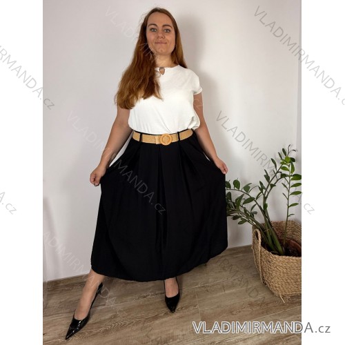 Sukně dlouhá s páskem dámská (42/44 ONE SIZE) ITALSKÁ MÓDA IMWCP25942/DU -   čierna
 -   42/44