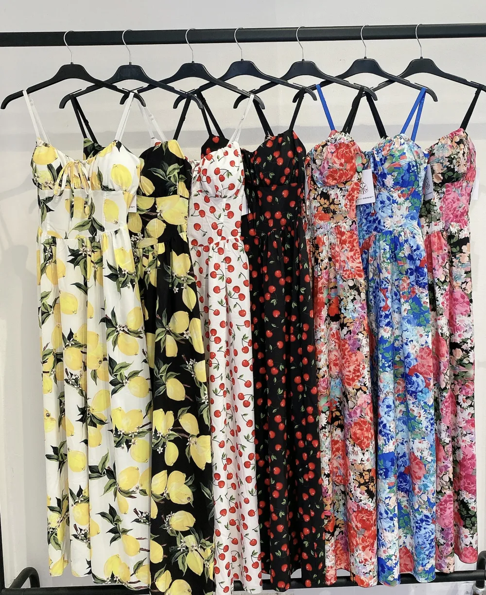 Šaty dlhé letné citrónky lemon a kvetované na ramienka dámske (S/M/L ONE SIZE) TALIANSKA MÓDA IMPMD2542395