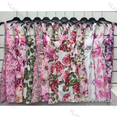 Šaty krátke letné kvetované na ramienka dámske (XS/S/M ONE SIZE) TALIANSKA MÓDA IMWMY251696