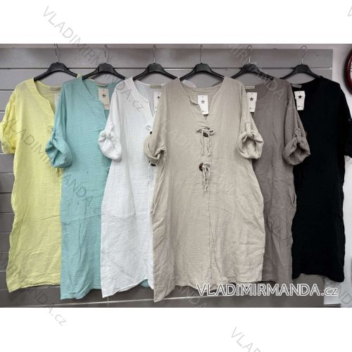 Šaty voľnočasové letné 3/4 dlhý rukáv dámske nadrozmer (42/44/46 ONE SIZE) TALIANSKA MÓDA IMWGS251703