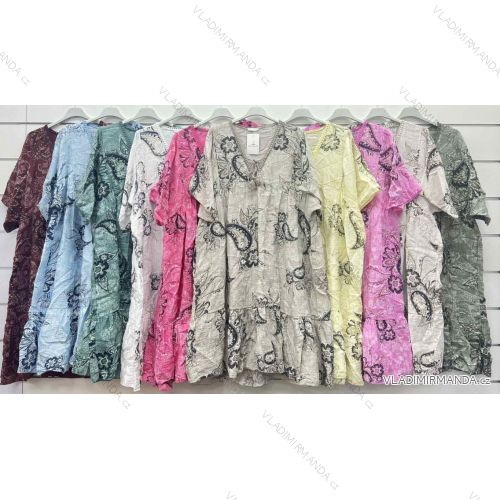Šaty voľnočasové letné krátky rukáv dámske nadrozmer (42/44/46 ONE SIZE) TALIANSKA MÓDA IMWCP251708