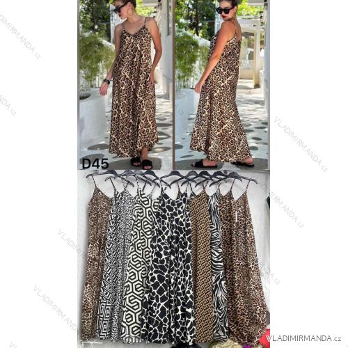 Šaty dlhé letné leopardie na ramienka dámske (XS/S/M ONE SIZE) TALIANSKA MÓDA IMWHA251712