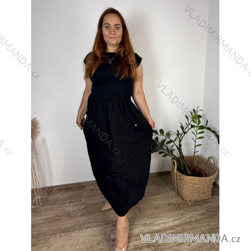 Sukňa ľanová dlhá dámska nadrozmer (42/44/46 ONE SIZE) TALIANSKA MóDA IMSM250002