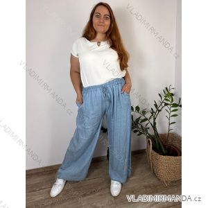 Nohavice dlhé letné riflové dámske nadrozmer (54/56/58 ONE SIZE) TALIANSKA MÓDA IMWT251139/DU