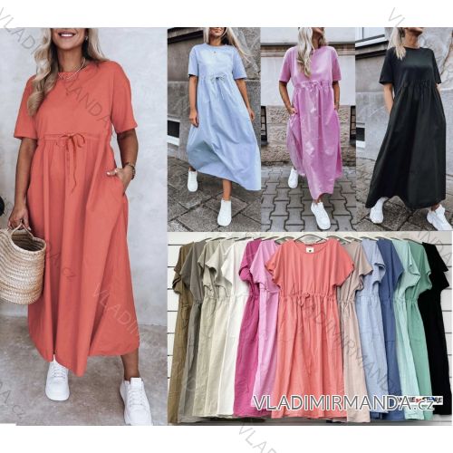 Šaty dlhé letné oversize krátky rukáv dámske (S/M/L ONE SIZE) TALIANSKA MÓDA IMWAD251396