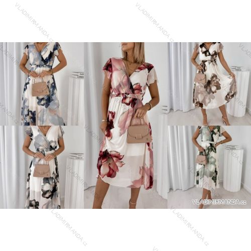 Šaty dlhé letné kvetované krátky rukáv dámske (S/M/L ONE SIZE) TALIANSKA MÓDA IMWGM251404