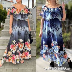 Šaty letní květované carmen krátký rukáv dámské nadrozměr (42/44/46 ONE SIZE) ITALSKÁ MÓDA IMWGM251406