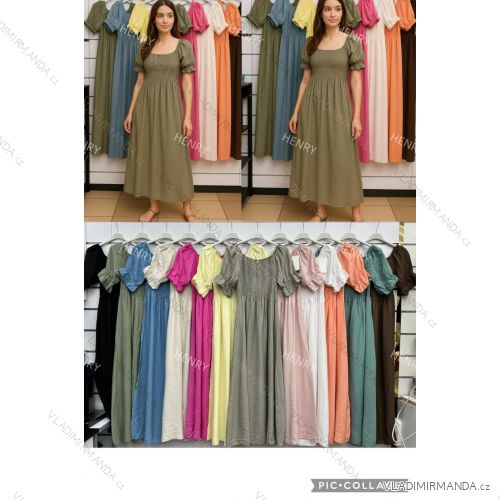 Šaty dlhé letné krátky rukáv dámske (S/M/L ONE SIZE) TALIANSKA MÓDA IMWHB251412