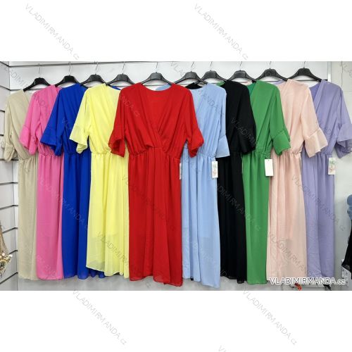 Šaty šifónové letné krátky rukáv dámske nadrozmer (50/52/54 ONE SIZE) TALIANSKA MÓDA IMWGM251721