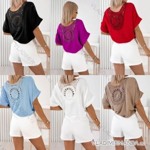 Tričko letné krajkové krátky rukáv dámske (S/M/L ONE SIZE) TALIANSKA MÓDA IMWGM251737