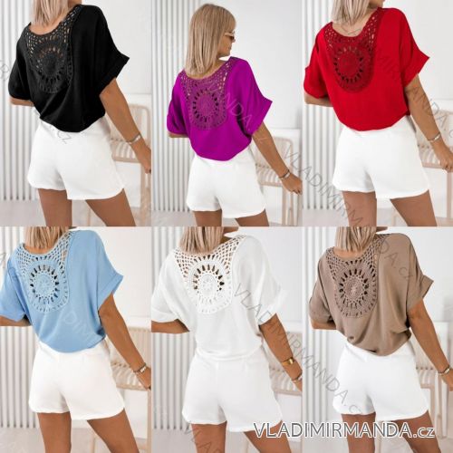 Tričko letné krajkové krátky rukáv dámske (S/M/L ONE SIZE) TALIANSKA MÓDA IMWGM251737