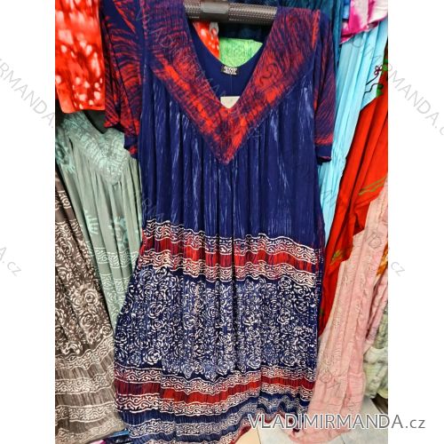 Šaty voľnočasové letné krátky rukáv dámske nadrozmer (42/44/46 ONE SIZE) INDICKÁ MÓDA PME25100