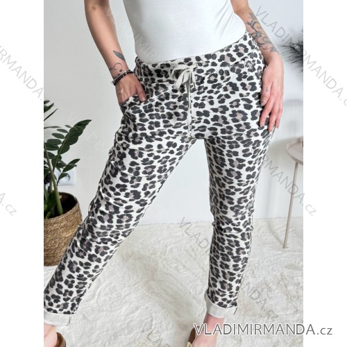 Nohavice strecové mačkáče dlhé dámske (S/M/L ONE SIZE) TALIANSKA MÓDA IMPLI248115B/DR béžová S/M/L