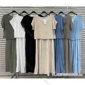 Súprava elegantná tunika krátky rukáv a nohavice dámska nadrozmer (42/44/46 ONE SIZE) TALIANSKA MÓDA IMWDL251421