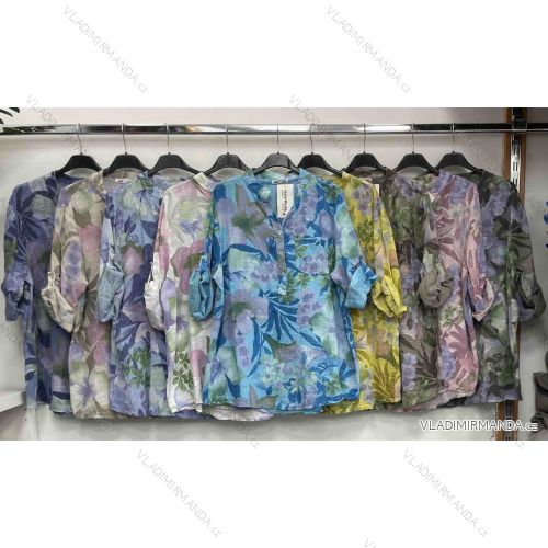 Tunika košeľová dlhý rukáv dámska nadrozmer (42/44/46 ONE SIZE) TALIANSKA MÓDA IMWDL251424