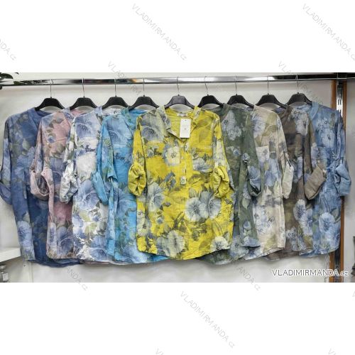 Tunika košeľová dlhý rukáv dámska nadrozmer (42/44/46 ONE SIZE) TALIANSKA MÓDA IMWDL251425