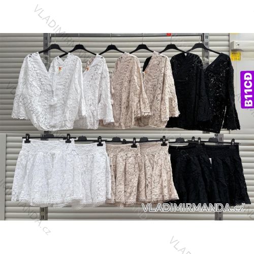 Súprava letná čipková tunika dlhý rukáv a sukne dámske (XS/S/M ONE SIZE) TALIANSKA MÓDA IMWBL251747