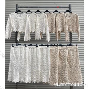 Súprava letná čipková tunika dlhý rukáv a sukne dámske (XS/S/M ONE SIZE) TALIANSKA MÓDA IMWBL251751