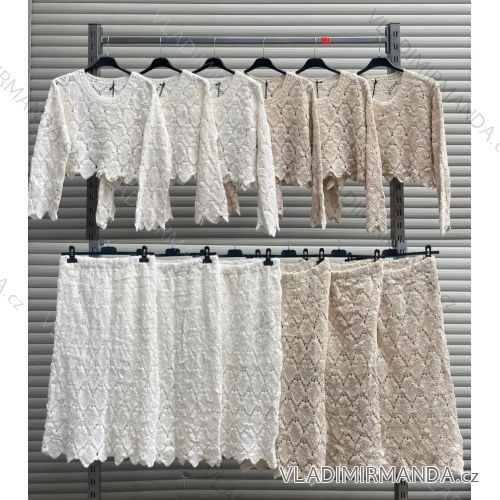 Súprava letná čipková tunika dlhý rukáv a sukne dámske (XS/S/M ONE SIZE) TALIANSKA MÓDA IMWBL251751