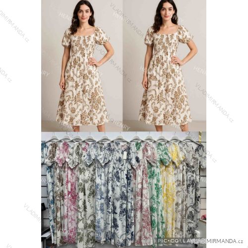 Šaty dlhé letné krátky rukáv dámske (S/M/L ONE SIZE) TALIANSKA MÓDA IMWBH251755