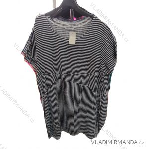 Tunika letný prúžok krátky rukáv dámska nadrozmer (42/44/46 ONE SIZE) TALIANSKA MODA IM725153