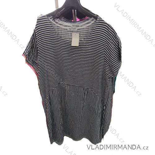 Tunika letný prúžok krátky rukáv dámska nadrozmer (42/44/46 ONE SIZE) TALIANSKA MODA IM725153