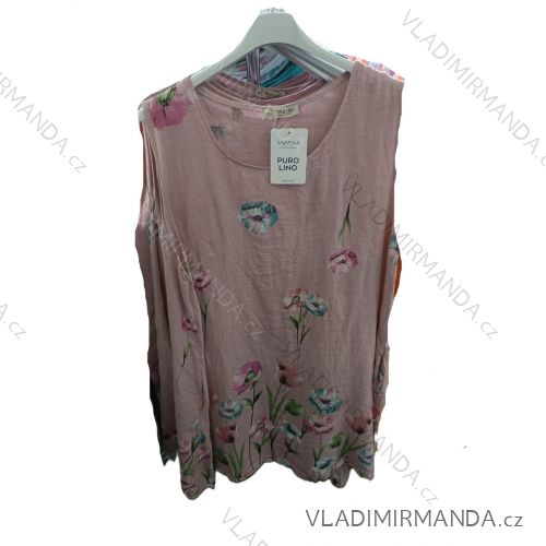 Tričko letné kvetované bez rukávu dámske nadrozmer (42/44/46 ONE SIZE) TALIANSKA MODA IM725155