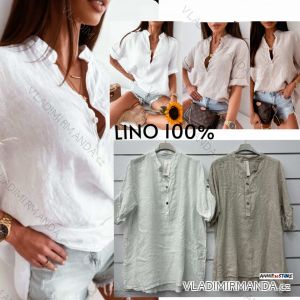 Tunika ľanová 3/4 dlhý rukáv dámska (S/M/L ONE SIZE) TALIANSKA MÓDA IMWAD251861