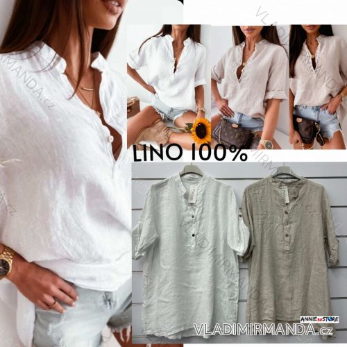 Tunika ľanová 3/4 dlhý rukáv dámska (S/M/L ONE SIZE) TALIANSKA MÓDA IMWAD251861