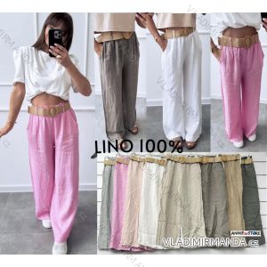 Nohavice dlhé ľanové s opaskom dámske (S/M/L ONE SIZE) TALIANSKA MÓDA IMWAD251864