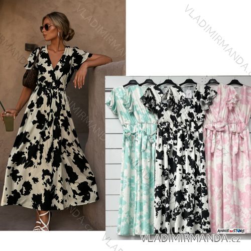 Šaty dlhé letné krátky rukáv dámske (S/M/L ONE SIZE) TALIANSKA MÓDA IMWAD251867