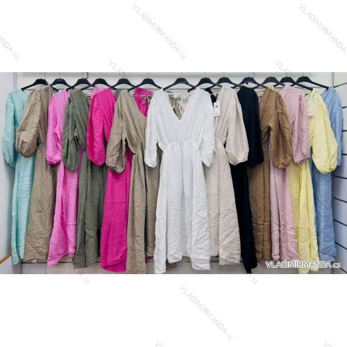 Šaty dlhé letné mušelínové dlhý rukáv dámske (S/M/L ONE SIZE) TALIANSKA MÓDA IMWCP251882