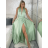 Šaty saténové variabilné dlhé spoločenské bez rukávov dámske (S/M/L ONE SIZE) TALIANSKA MÓDA IMPSH255338/DU sv. mintová S/M/L