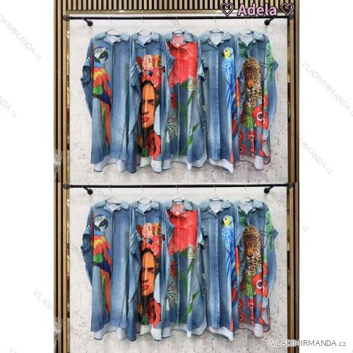 Šaty dlhé košeľové oversize riflové krátky rukáv dámske nadrozmer (42/44/46 ONE SIZE) TALIANSKA MÓDA IMWBA251904