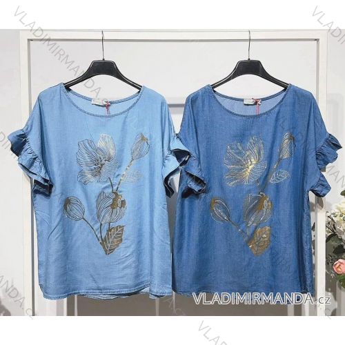Tričko riflové krátky rukáv dámske (S/M/L ONE SIZE) TALIANSKA MÓDA IMWBA251907