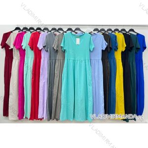 Šaty dlhé voľnočasové letné krátky rukáv dámske (S/M/L ONE SIZE) TALIANSKA MÓDA IM425448