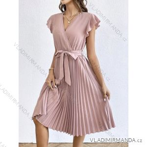 Šaty dlhé letné skládané krátky rukáv dámske (S/M/L ONE SIZE) TALIANSKA MÓDA 	 IMD251762